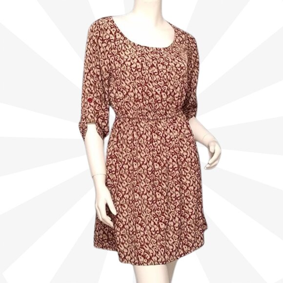 Timing Multicolor Blouson Knit Short Dress Size Small Scoop Neck 3/4 Sleeve - Picture 1 of 8